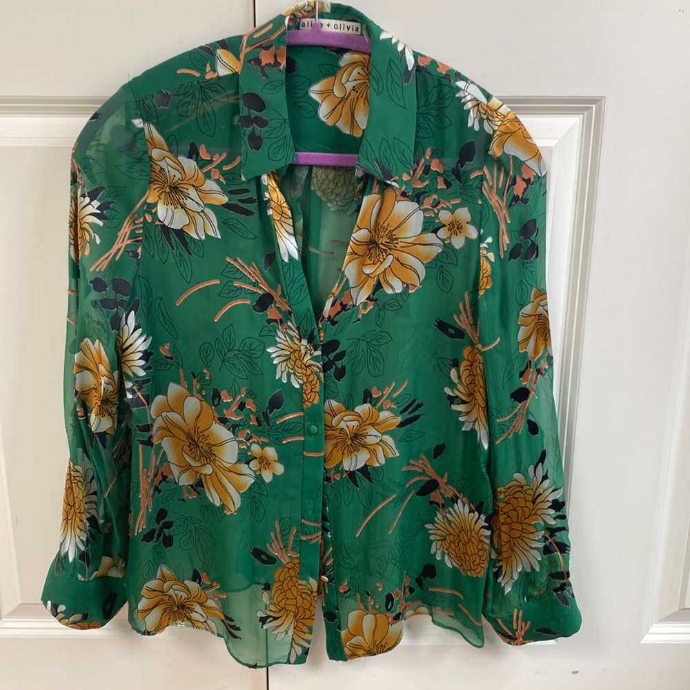Alice & Olivia sheer floral top